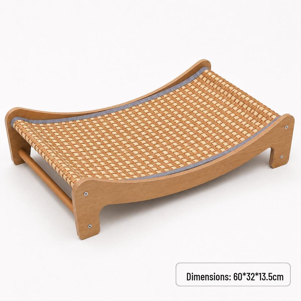 Rattan Woven Cooling Mat for Cats and Dogs - Breathable, Scratch-Resistant Pet Bed and Lounge Chair.