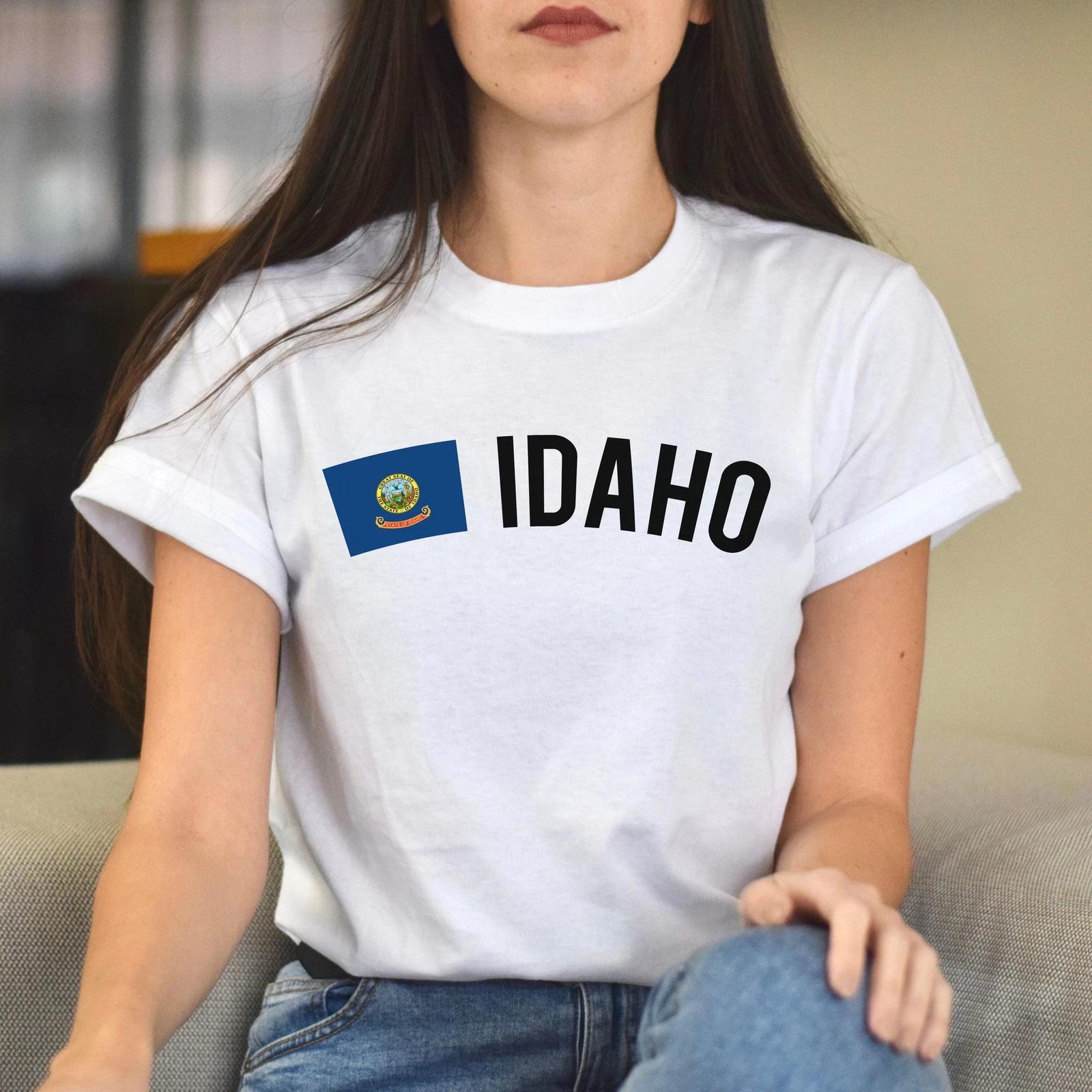 Idaho Unisex T-shirt gift Idaho flag tee Boise Meridian Nampa White Black L