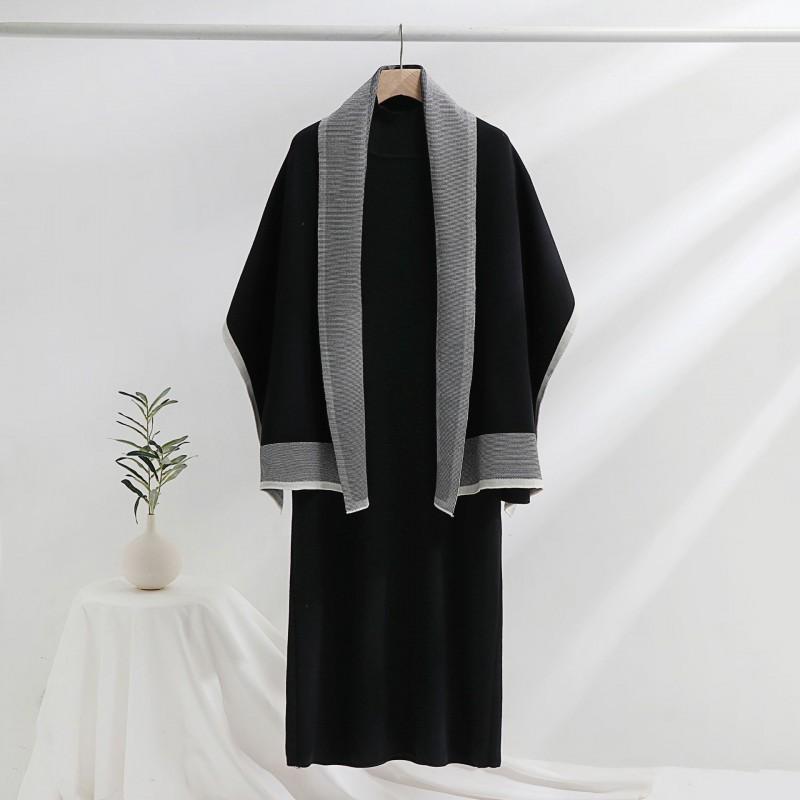 Shawl Coat Knitted Dress Two-piece Large Size Girl Loose Skirt Temperament Elegant Suit