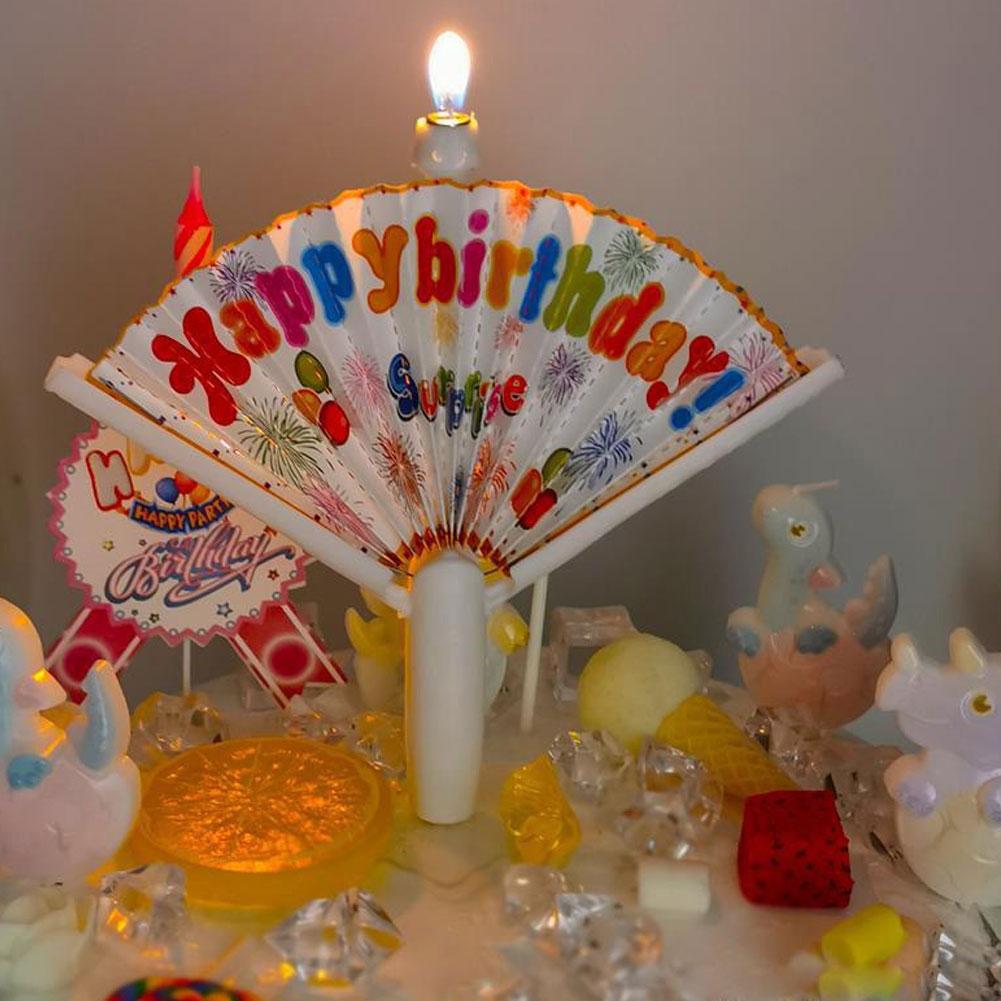 1PC Creative Surprise Fan Birthday Candle Birthday Birthday Decoration Decor Party Candle Candle Cake Clown Cake Happy