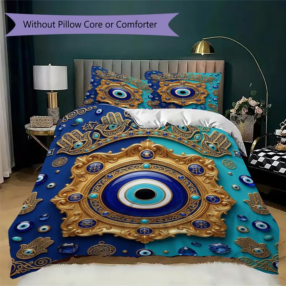 Evil Eye Pattern Bedding uilt Set uilt Cover Pillowcase Home Decoration Birthday Gift (1 * duvet cover + 2 * pillowcase  without core)60