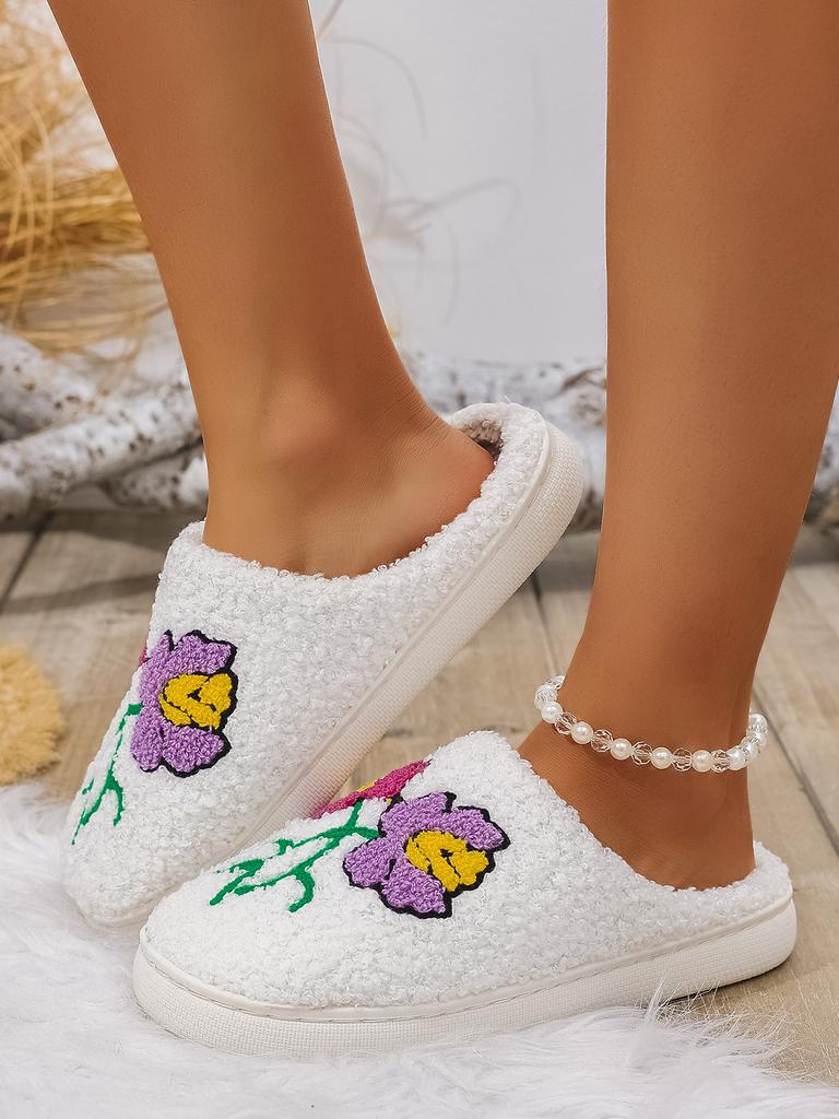Fashion Women Winter Slippers Romantic Rose Home Warm Passionate Love Comfortable Leisure Anti Slip Cotton Shoes Lover Girlfriend Gift