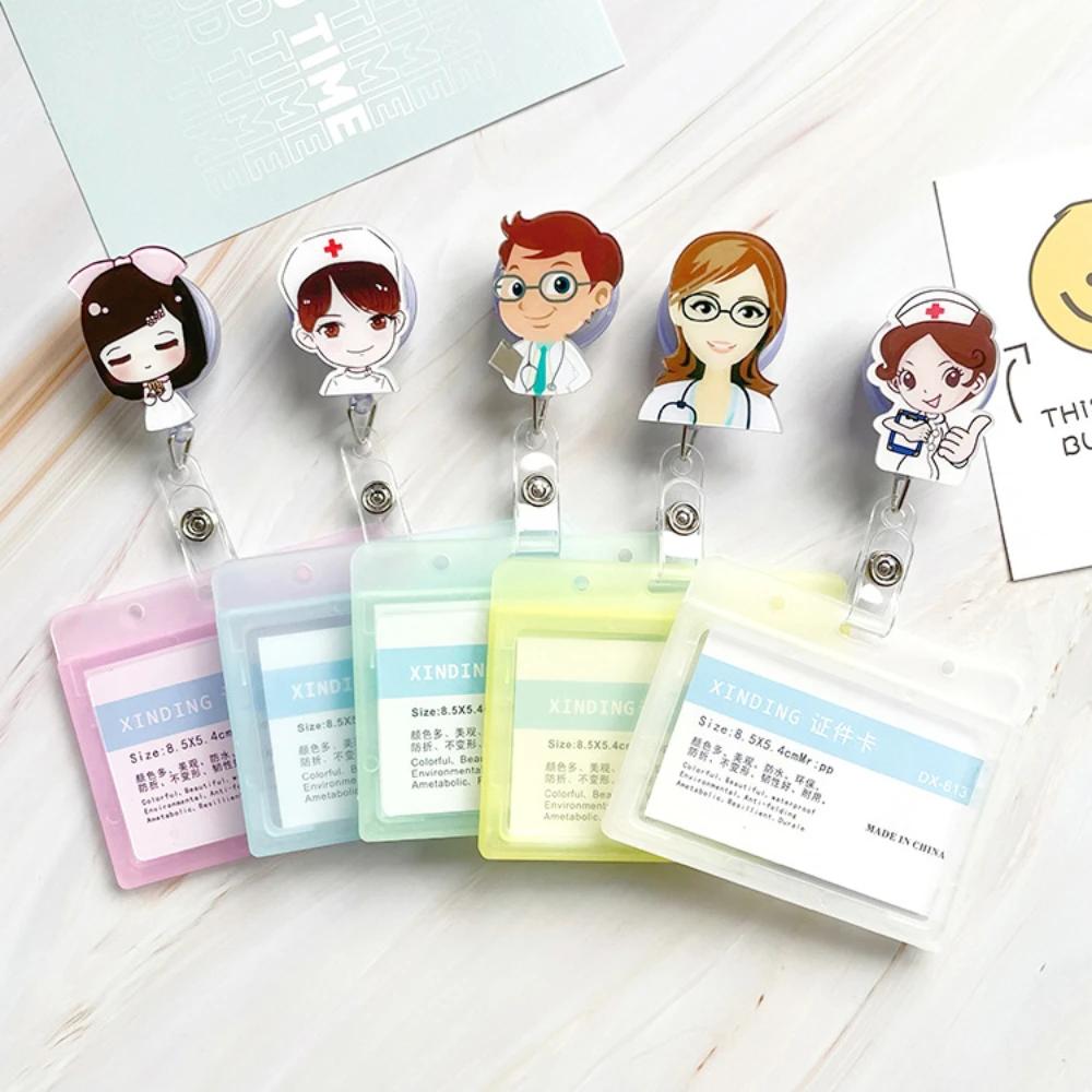 transparent Plastic Doctor Nurse ID Card Sleeve Badge Card Cover Retractable Badge Card Holder cover Protector