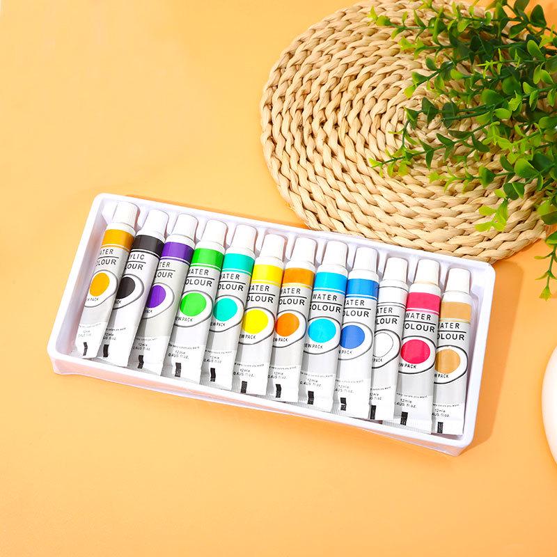 12-Color Kids' Paint Set: Waterproof, Sunproof, Squeeze-Type Hand-Painting Kit