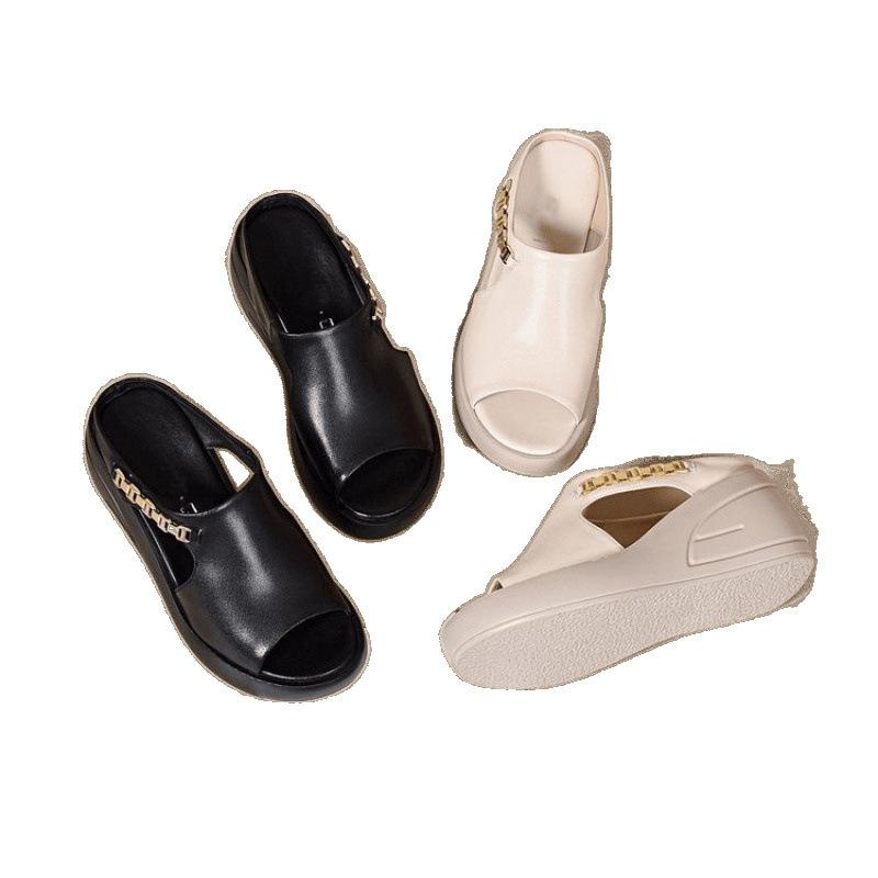 Muffin Platform Sandals Women's 2025 Summer Wear Wedge Heel Non-slip Thick-soled Slippers Heightening Soft-soled Waterproof Table Women's Shoes