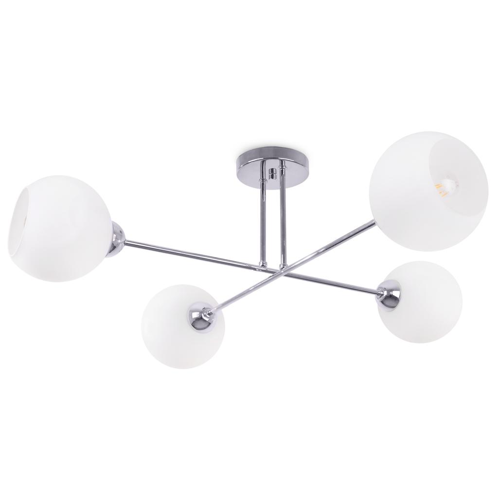 Asturia Ceiling Lamp Chrome 4-Flat White Lampshade E27