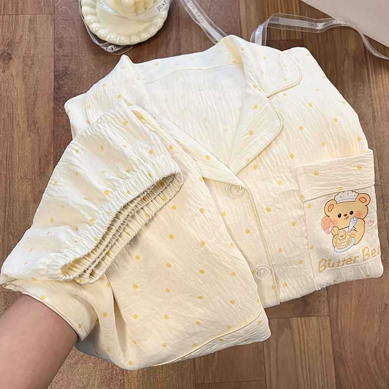 

Full of polka dot butter cake pajamas women s summer short-sleeved shorts two-piece set girl casual loose loungewear XXL