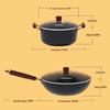 Konka Splendid Flowers Two-Piece Wok & Soup Pot Set - Non-Stick, Deep Nitriding Iron - Compatible with Gas & Induction Cooktops