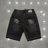 American Style MIXED EMOTION Vintage Rhinestone Hip Hop Denim Shorts Unisex Casual