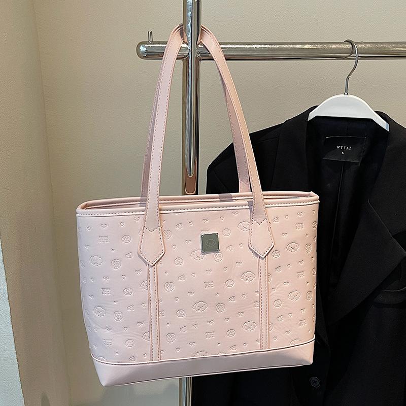 

Французская милая простая большая сумка-тоут 2025 новая высококачественная повседневная милая тисненая сумка на плечо женская