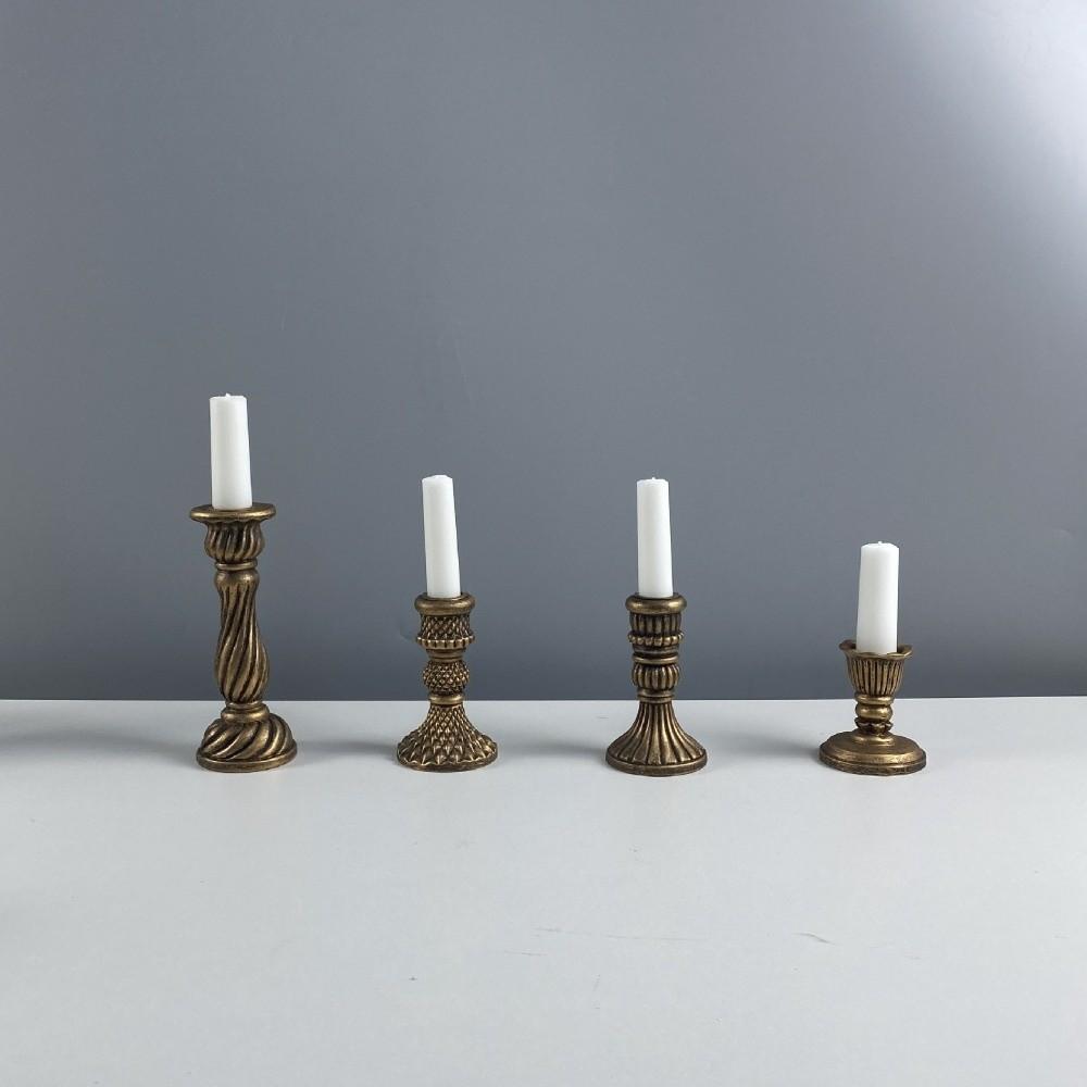 Decorative European Style Pillar Candlestick Non-slip Gold Adornment Candle Stand Bronze Vintage Table Candle Holder Party