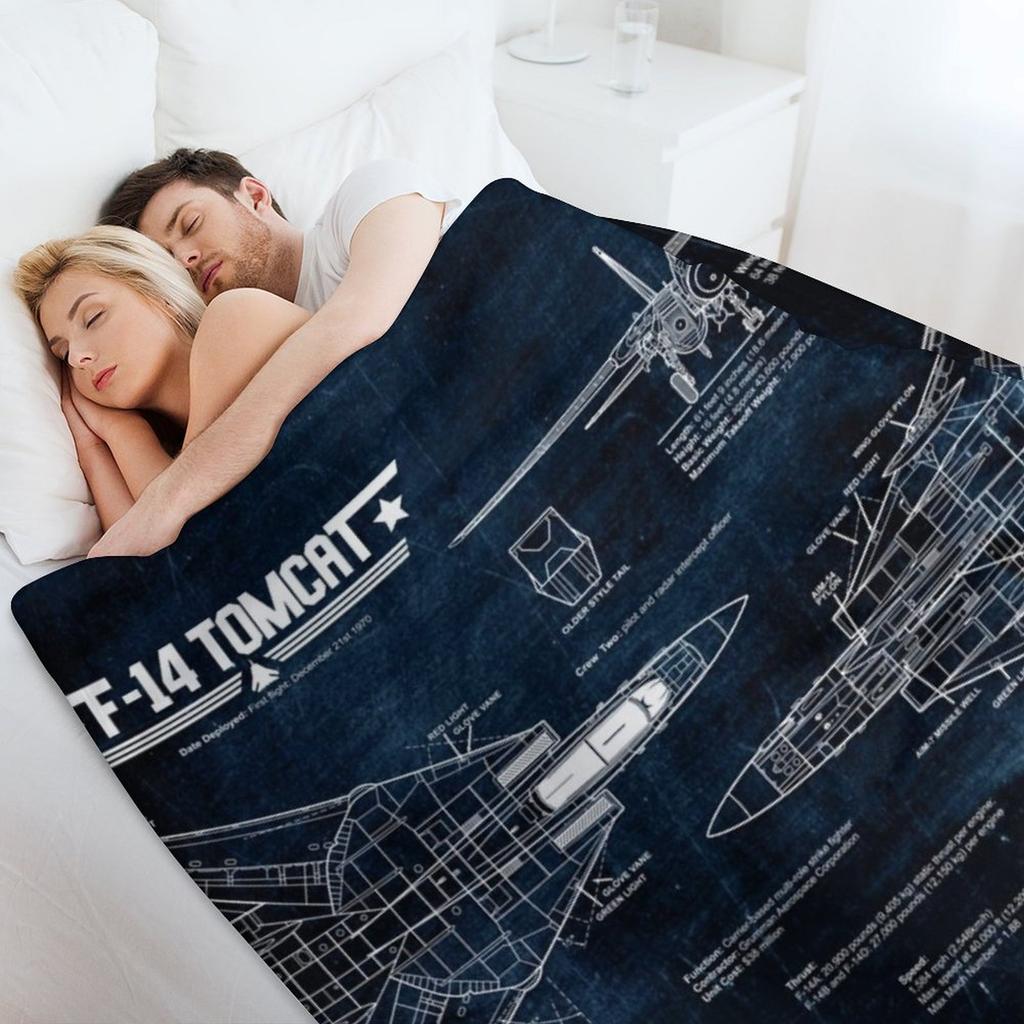 Tomcat F-14 Blueprint Tapestry USAF Navy Throw Blanket Bed covers Plaid Vintage Soft Big Blankets