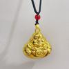 Sand Gold Hollow Maitreya Buddha Pendant - Unisex Alloy for Safety