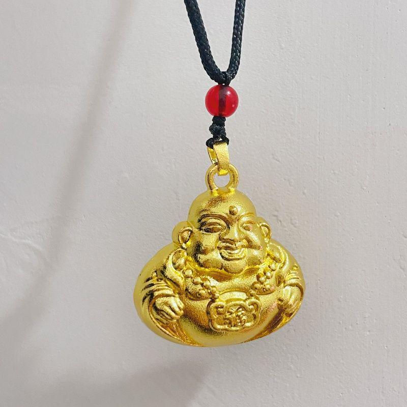Sand Gold Hollow Maitreya Buddha Pendant - Unisex Alloy for Safety