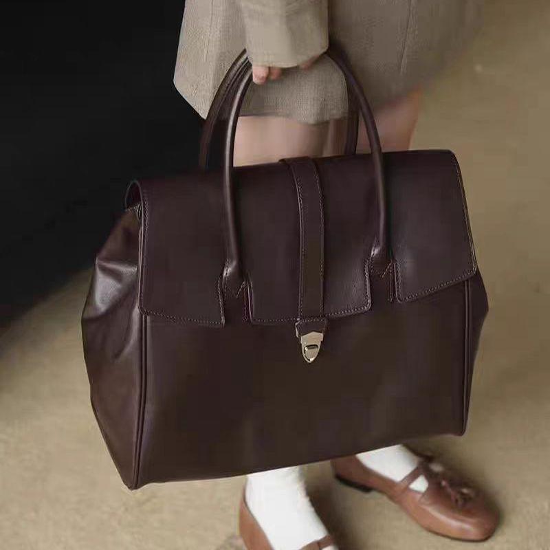 New Style Handheld Tote Bag For Women Genuine Leather Retro Large Capacity Casual Top Layer Cowhide Tote Bag
