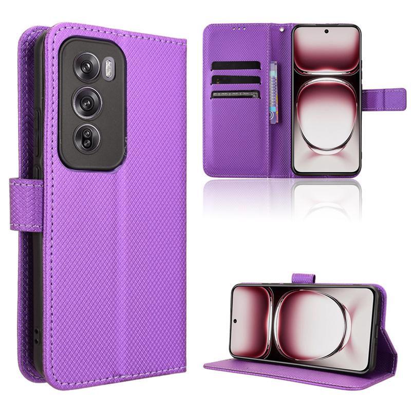 For OPPO Reno 12 Pro 5G Global Luxury Business Diamond Pattern Skin PU Leather Wallet Stand Case For OPPO Reno 12 5G Phone Bags
