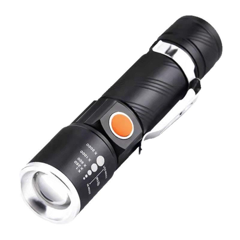 616 Aluminum Alloy USB Rechargeable LED Flashlight for Outdoor Portable Night Fishing