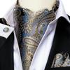 Hi-Tie Men Business Cravat Silk Ascot Scarves Paisley Tie Set for Men handkerchief Cufflinks Set