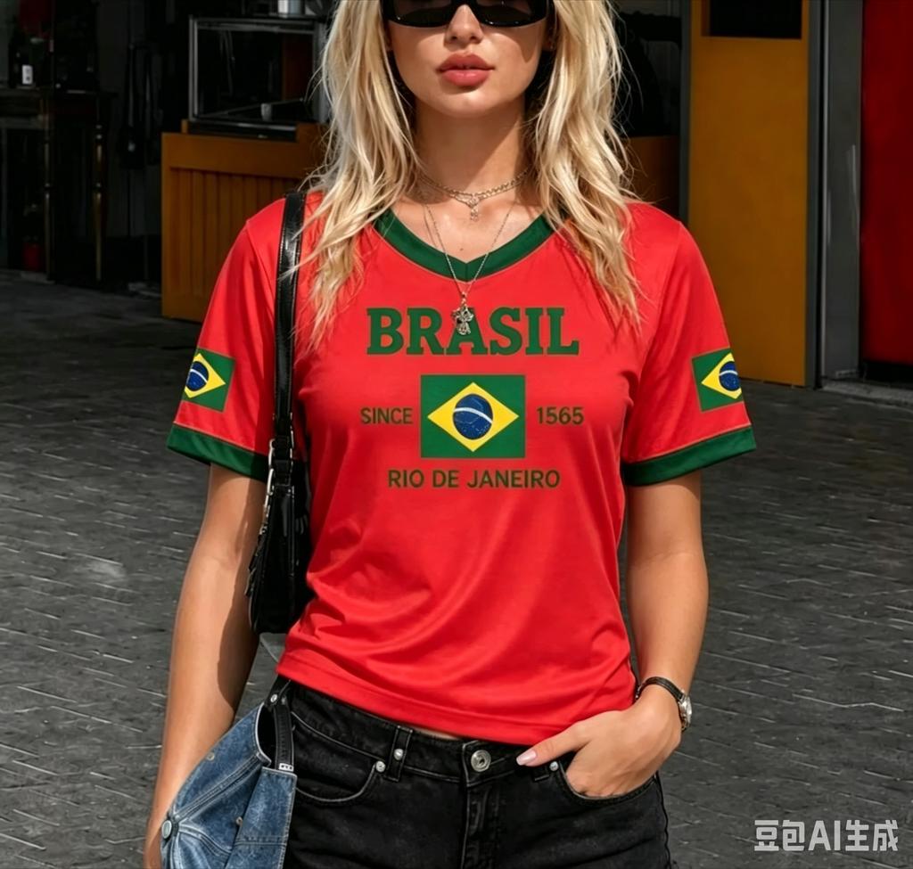 Summer Women Brazil Style Flag Soccer Jersey 3D Printed Short Sleeve T-Shirts Sport Apparel Gift for Brasil Fans Women T-Shirt