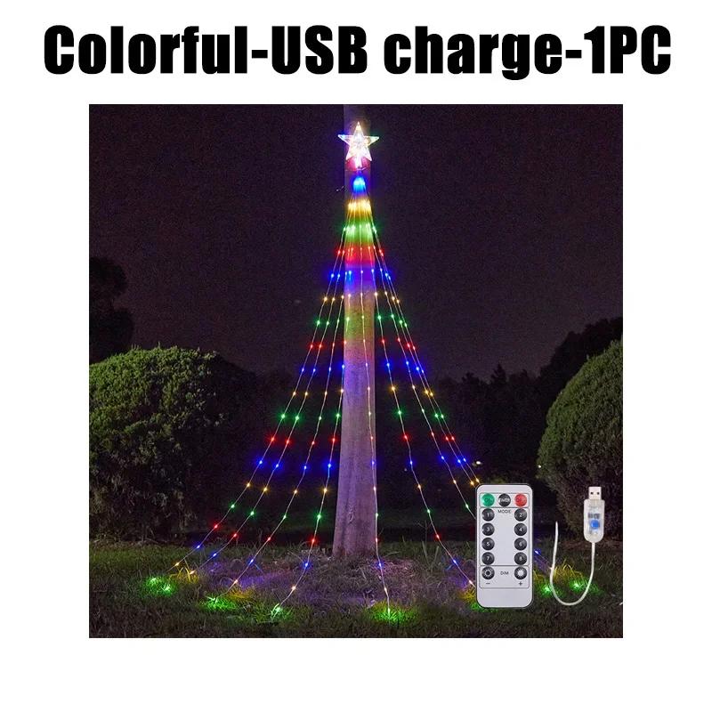 

3M 288LED Star Waterfall Lights с 8 режимами питания от USB и дистанционным управлением Кемпинговый светильник для дома и улицы Рождественские гирлянды 3m