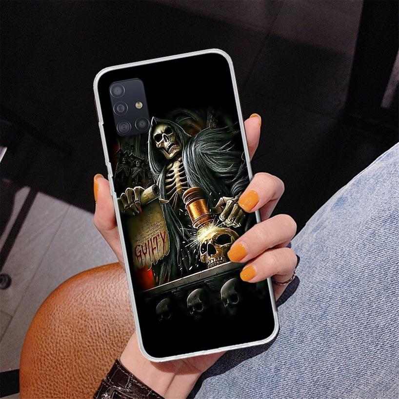 Reaper Skull Skeleton Gun Phone Case For Samsung Galaxy A52 A32 A22 A12 A51 A31 A50S A30S A20S A10S Note 20 Ultra 10 Plus S10 A7