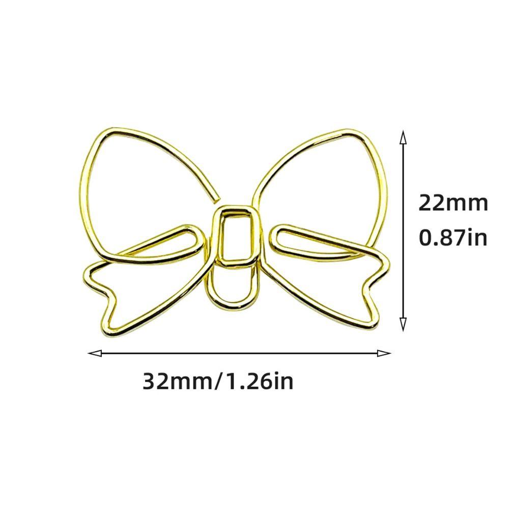 100Pcs Bowknot Shaped Cute Paper Clips Gold/ Rose Gold Anti Rust Metal Paperclips 32*22mm Compact Size Bow Shape Paper Clips
