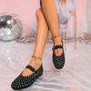 Fashion Women Flats European American  Fashionable Diamond Studded Mary Jane Shoes Women Casual Flat Bottomed Round Toe Sneakers Women