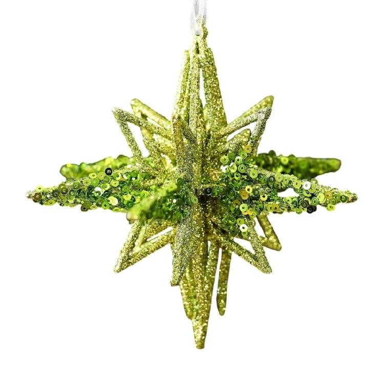 Shatterproof Snowflake Christmas Tree Ornament Glittering Green Acrylic Hanging Decoration Seasonal Accessories