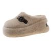 Lamb wool slippers women's winter velvet outer wear one pedal and half drag women's shoes 2025 new thick-soled bag head cotton drag