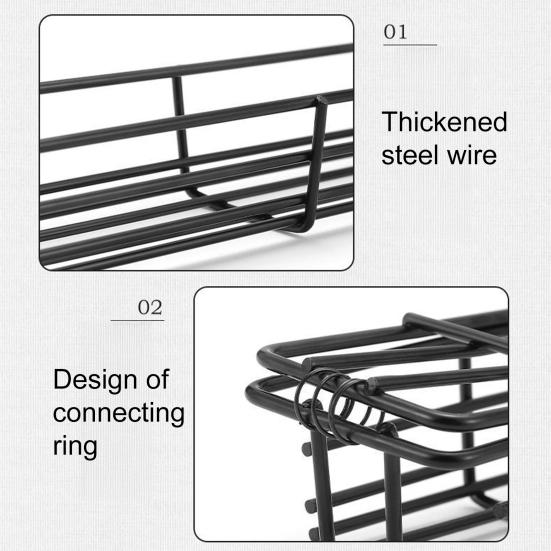 Barbecue Grill Baskets for Meat Vegetables Lockable Grille Rolling BBQ Cage with Wooden Handle Barbecue Net Rack for Shrimp Fish Veggies