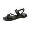 2026 Summer Women Soft Pu Leather Flat Shoes Fashion Open Toed Minimalist Roman Sandals Women Beach Footwear