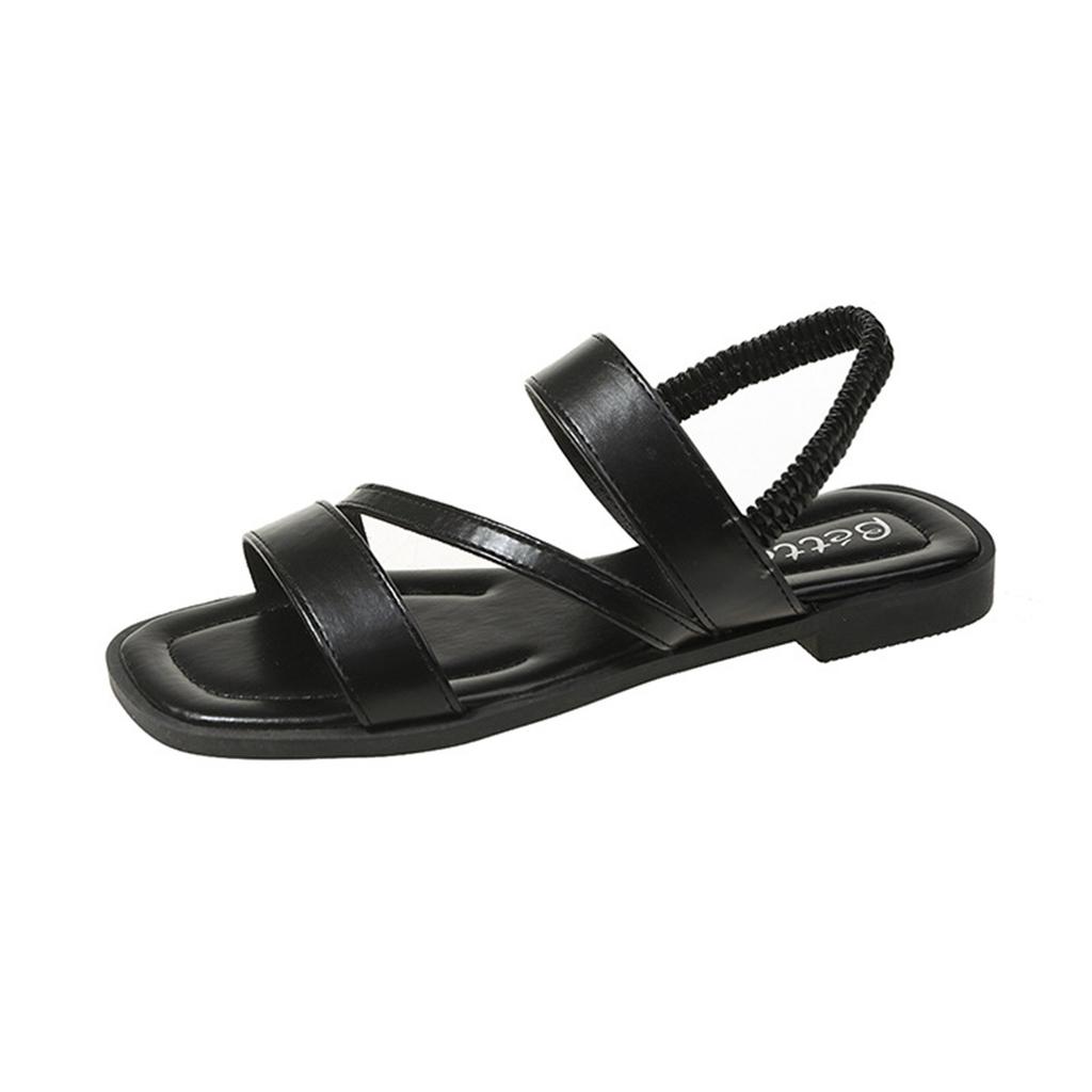 2026 Summer Women Soft Pu Leather Flat Shoes Fashion Open Toed Minimalist Roman Sandals Women Beach Footwear