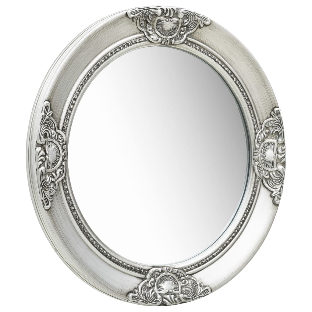 Baroque Style Wall Mirror 50 cm Silver
