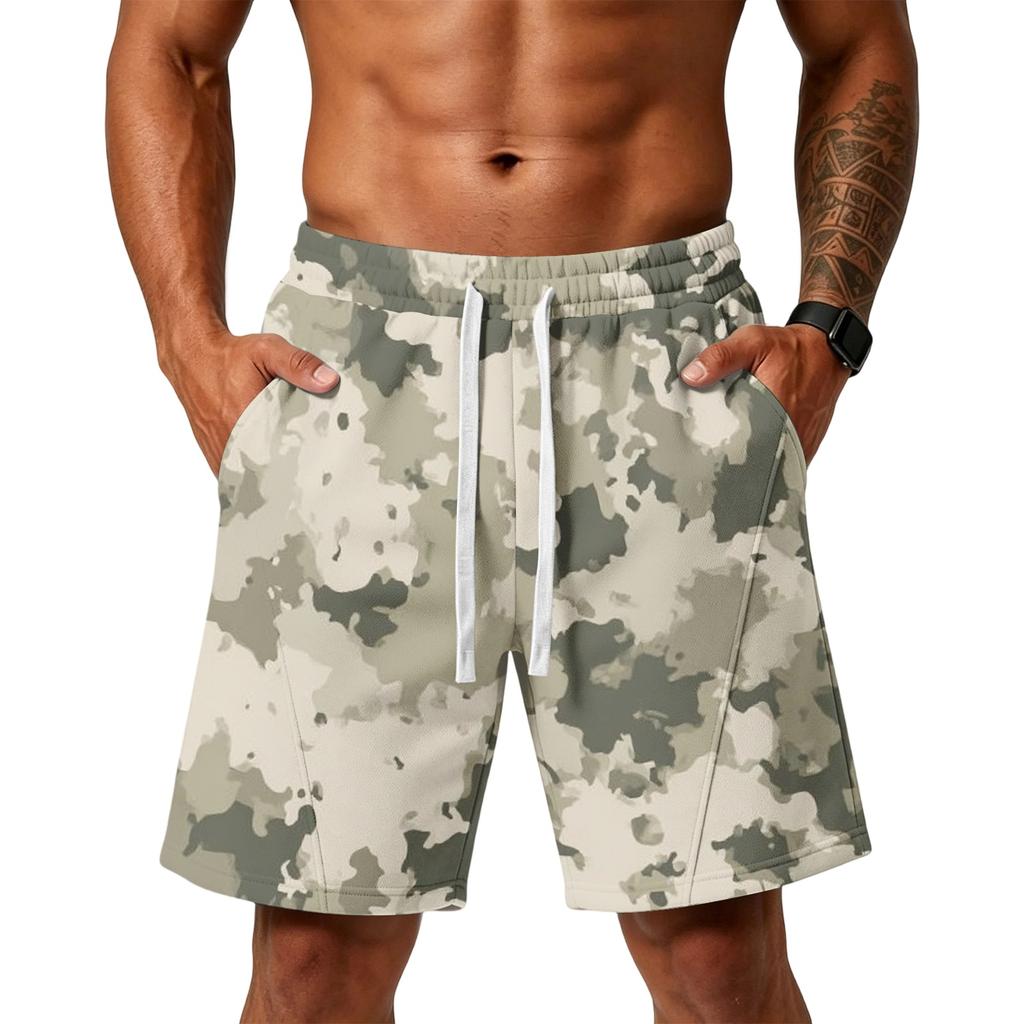 Herren Locker geschnittene Camouflage-Print Sport-Trainings-Fitnessstudio Strandshorts mit Kordelzug-Taille und Seitentaschen für Alltagsaktivitäten