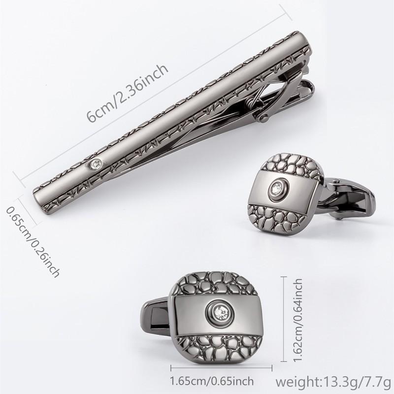 Diamond-encrusted Tie Clip Cufflinks Set Business Men s Collar alloy