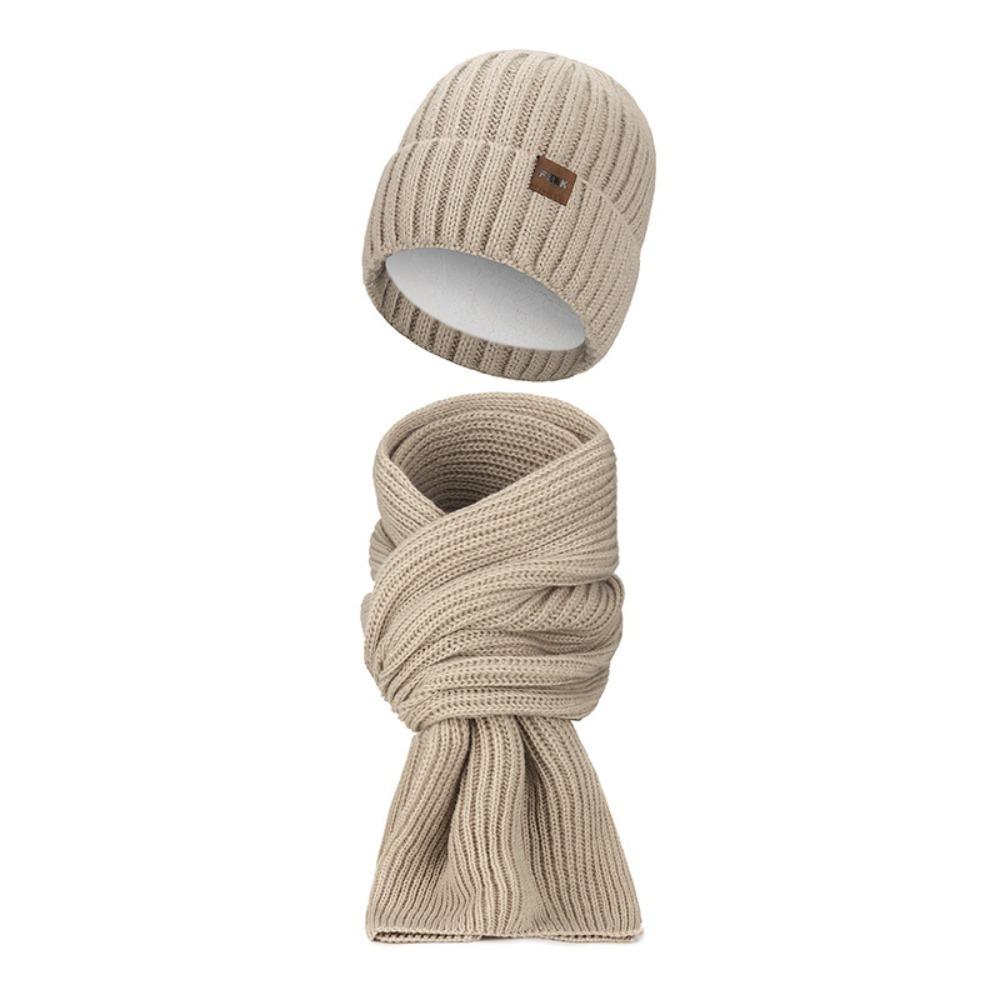 New Thickened Velvet Beanie Hat Soft Ear Protection Cap and Scarf Set Winter Warm Knitted Beanies Knitted Hat Unisex