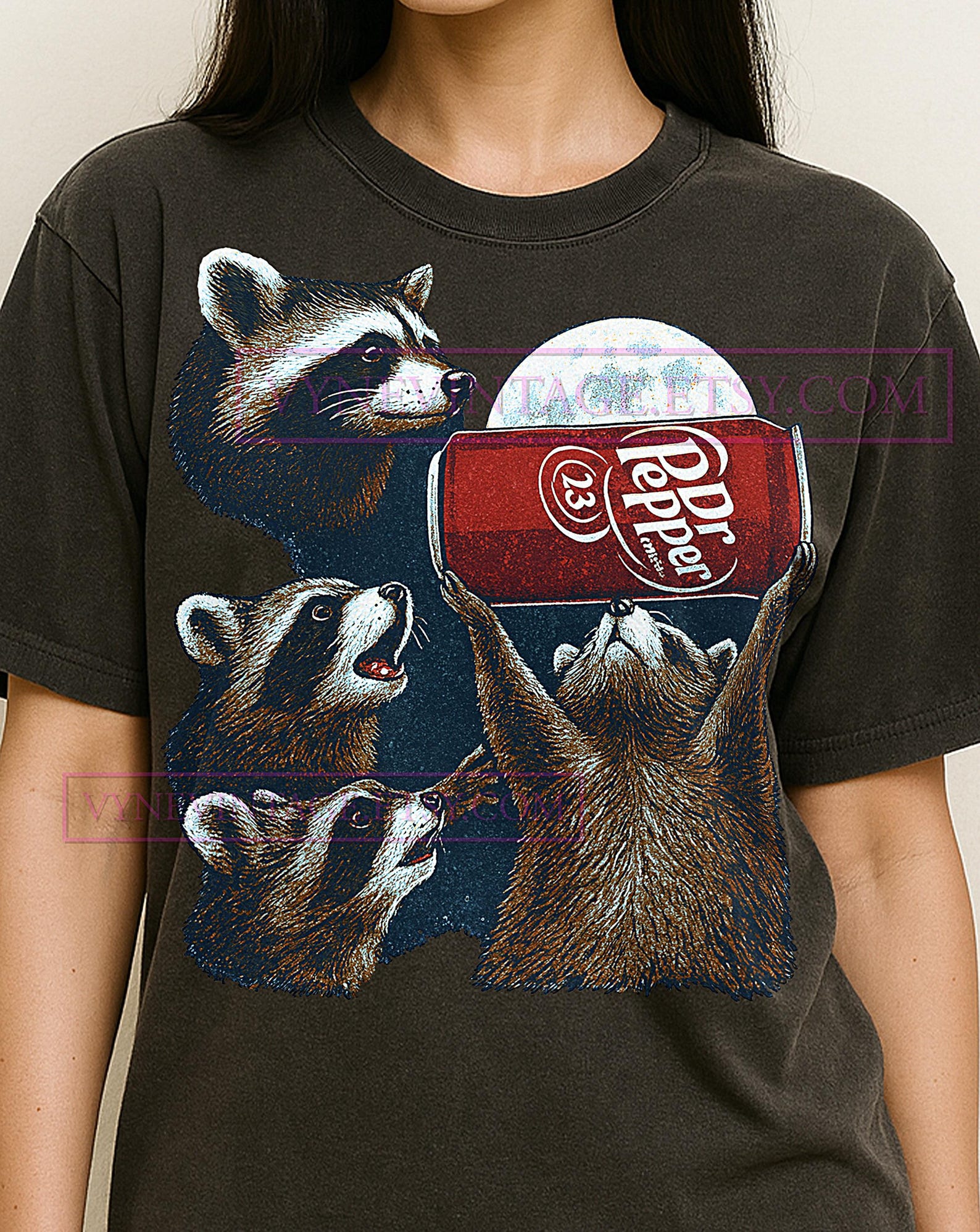 Raccoon Holding Dr Pepper T-Shirt, Funny Raccoon Meme Tee, Dr Pepper Shirt, Feral Humor T-Shirt, Quirky Raccoon Tee S