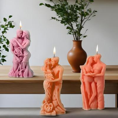 DIY Valentinstag Silikonform Paar Umarmung Herzform Form für Aromatherapiekerzen Gips