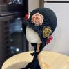 Korean Style Hand-knitted Flower Knitted Pullover Hat for Women In Autumn and Winter Warm Ethnic Style Travel Style Tassel Ear Protection Hat