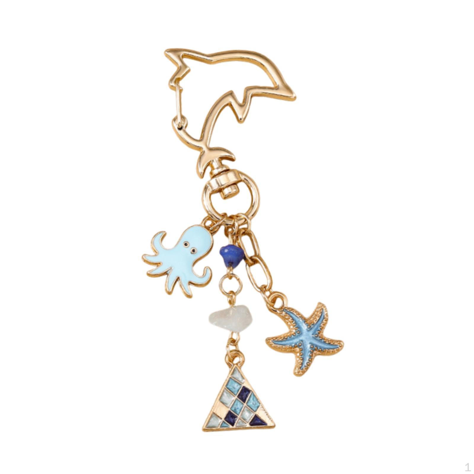 

Beach Keychain Bag Pendant Creative Ornament Funny Unique Women Girls Car Keyring Key Chain for синий