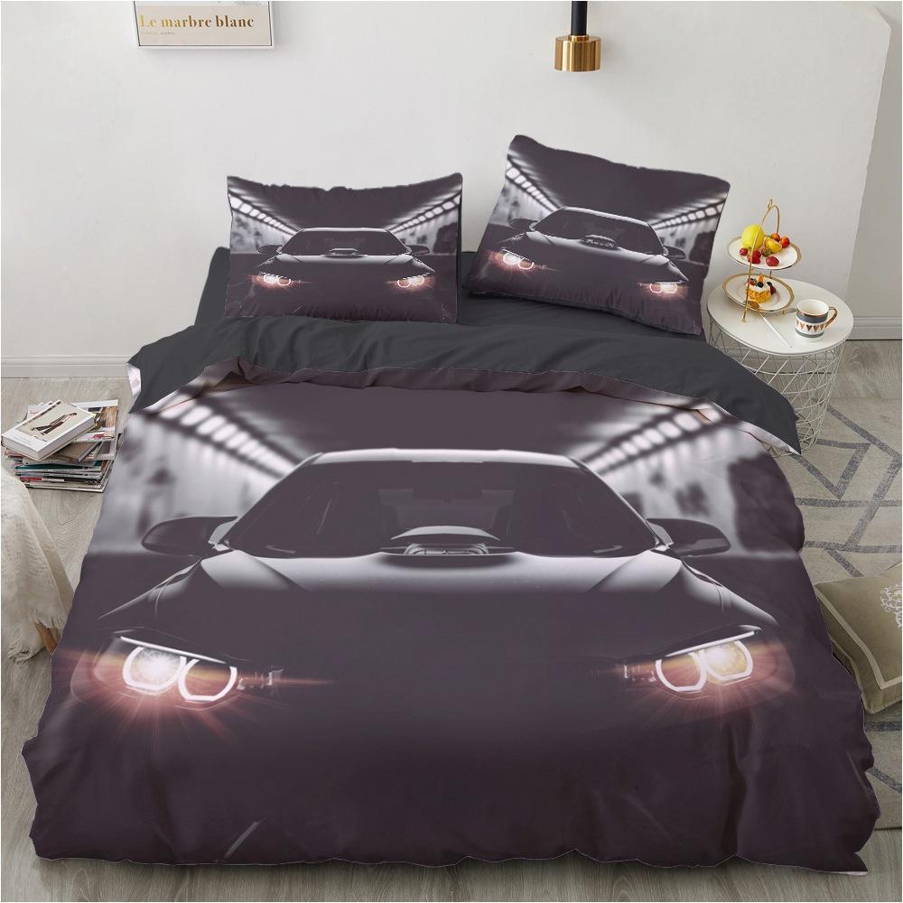 3D Sports Car Bedding Set for Boys Teens Room Soft Down Duvet Cover AU140 * 210 Full Size Bed Cover Motorcycle Print Quilt Cover