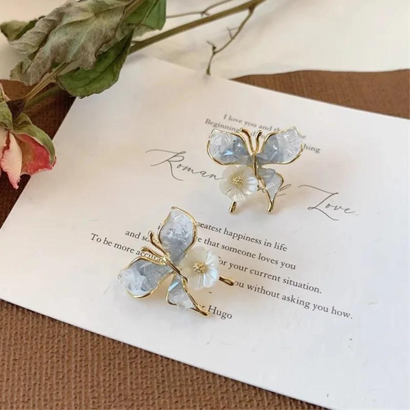 

Серьги-бабочки для женщин Серебряные женские серьги-иглы Градиентные синие серьги-гвоздики Модные милые украшения Женские подарки Модные украшения для вечеринок синий