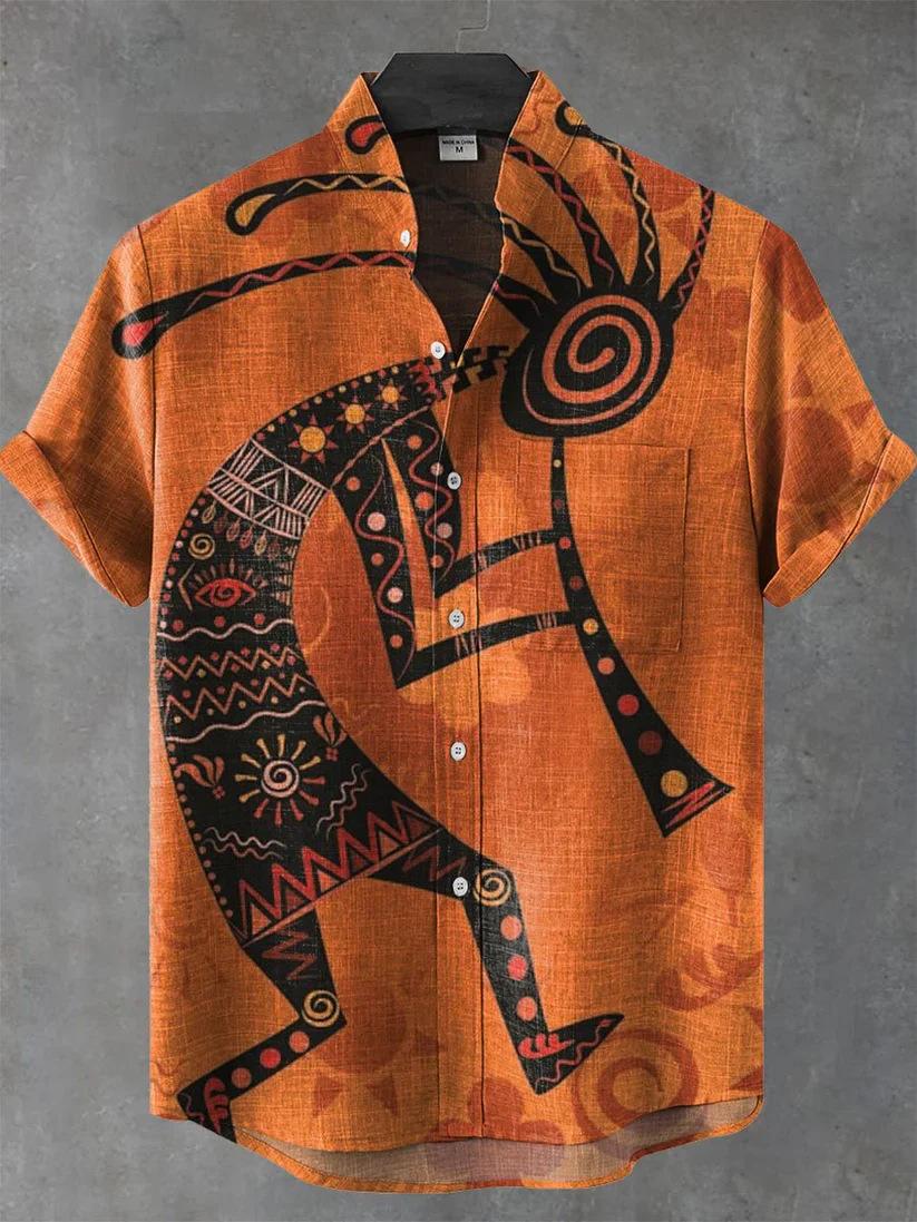 Men S Stand Collar Short Sleeve Shirt Abstract Art Print Cardigan S