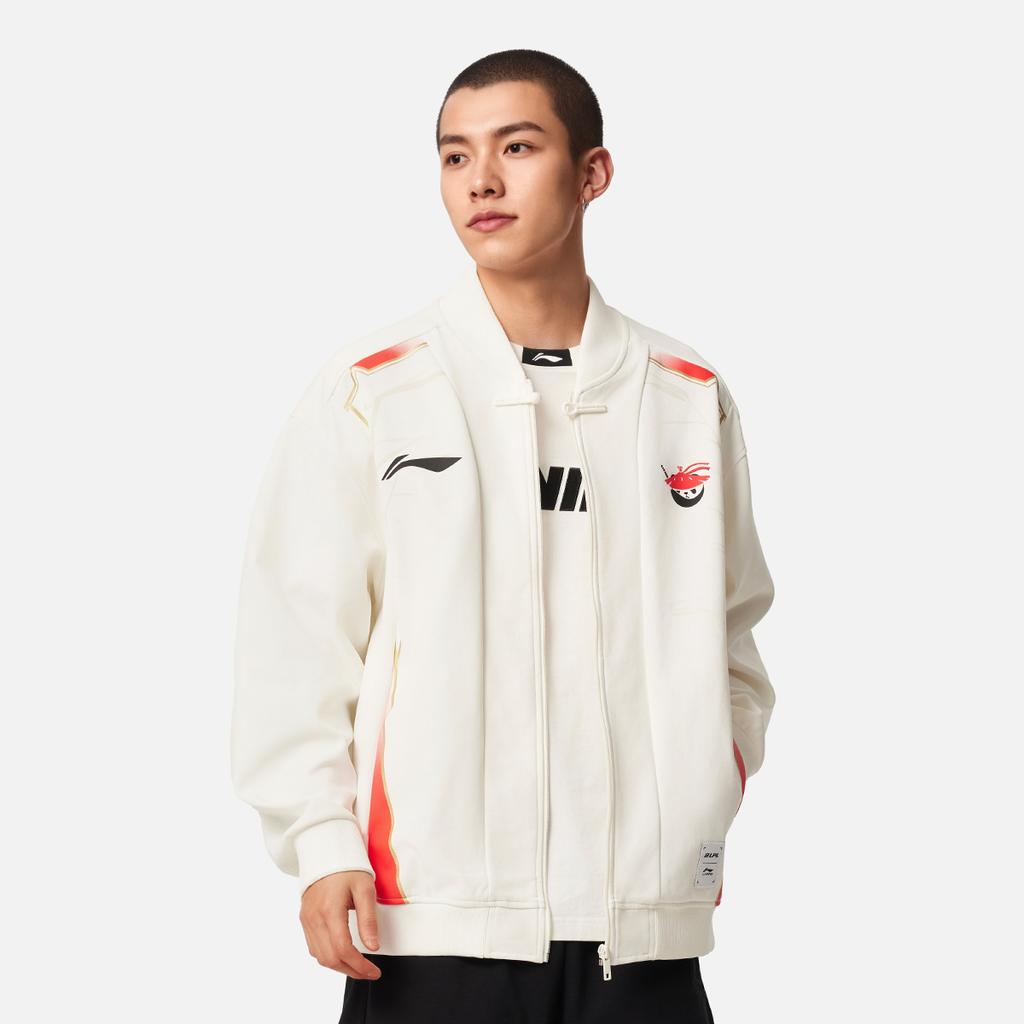 Li Ning X LPL Συνεργασία Ραφτό Φερμουάρ Διαπνέον Ευέλικτο Φαρδύ Μπουφάν Unisex μπουφάν Εκρού AFDU733-1
