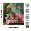 1pz Tenda da Doccia Tigre del Bengala - Vivace Design Giungla Tropicale con Divano Rosa, Foglie e Fiori Tropicali, Stile Semi-Realistico
