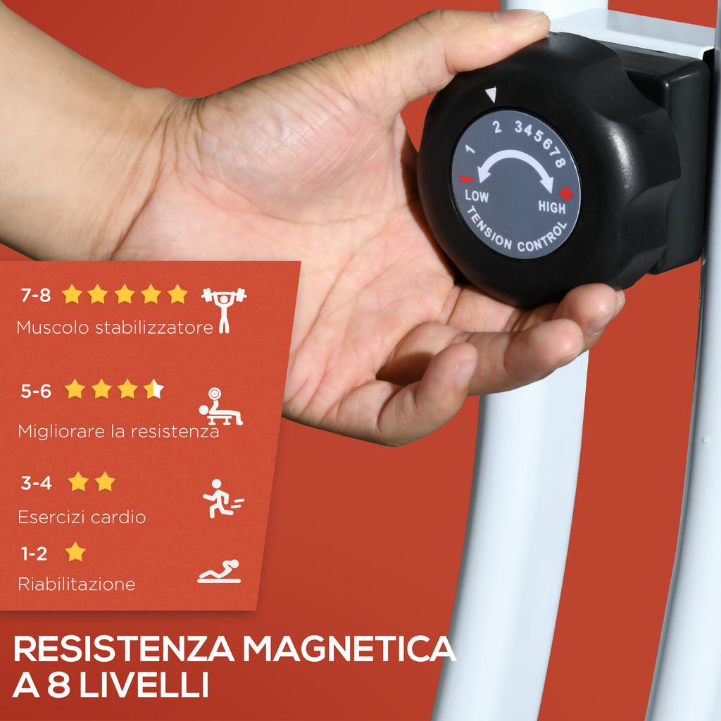 Foldable Magnetic Exercise Bike with 8 Resistance Levels and Adjustable Seat, in Steel, 97x43x110 cm, Red