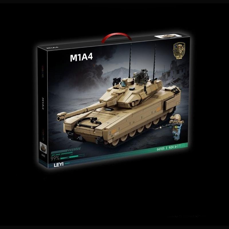 M1A4 Abrams Main Battle Tank Building Block Assembly Model, DIY American Tracked Armored Vehicle Educational Building Bricks Set