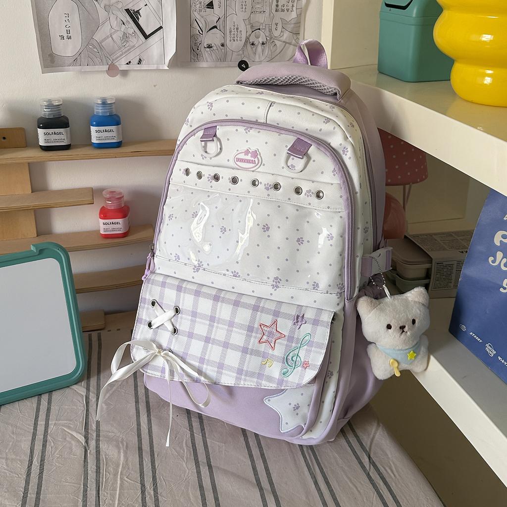 Schoolbag New Retro Berry Color Junior High School Student High School Student Schoolbag Female Sweet Leisure Travel Light Backpack