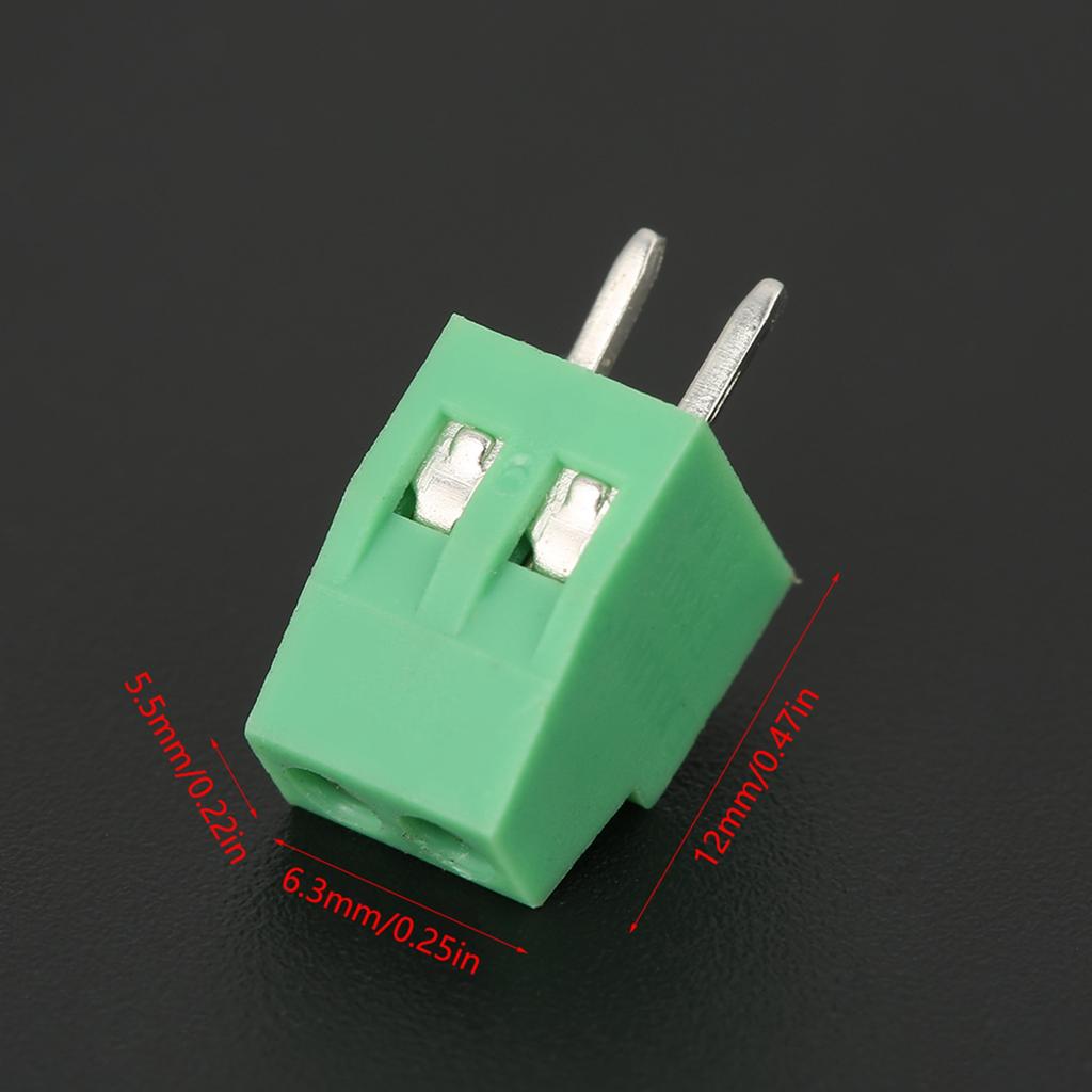 50pcs/set 2 Pin 2.54mm Pitch Green PCB Universal Screw Terminal Block Connector