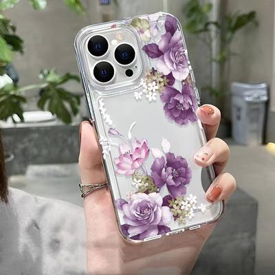 Purple Lavender Phone Pattern Phone Case For IPhone 17 13 Plus 11 ProMax 15 12 14 16 Transparent Smooth Anti-Drop Soft TPU Cover